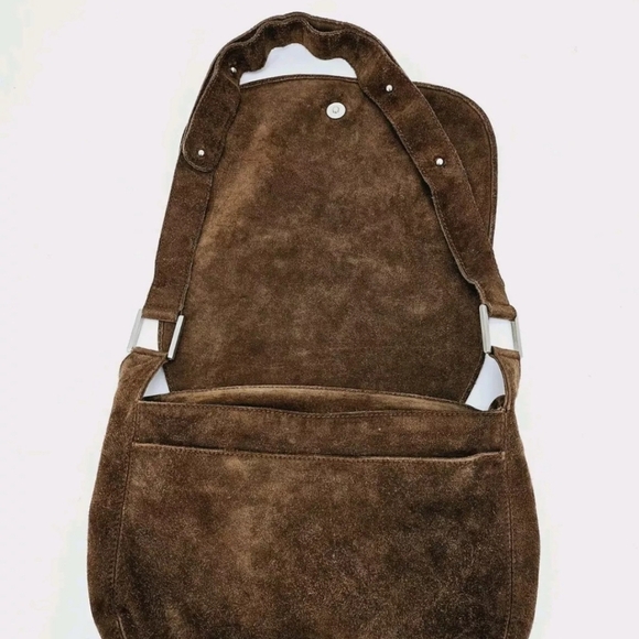 Vintage Bottega Veneta brown suede Sholder  bag Flap Magnetic Closure Minimalist - Picture 9 of 14